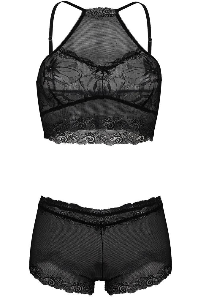 Dkaren sexy ladies lace 2 piece lingerie set Olimpia, Black