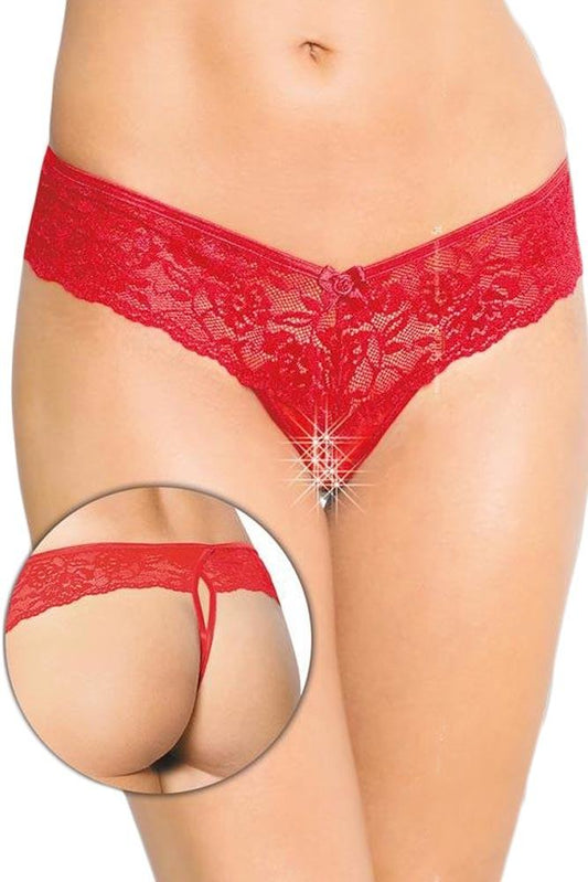 Softland - Γυναικείο εσώρουχο - Softland Lace Open Red Panties Κόκκινο SFL2440-R - E-string.gr