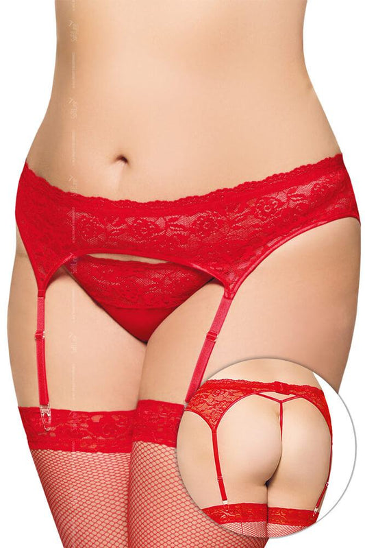 Softland - Γυναικεία ζαρτιέρα μεγάλο μέγεθος - Softline Red Garter Belt SFL-3305-Red - E-string.gr